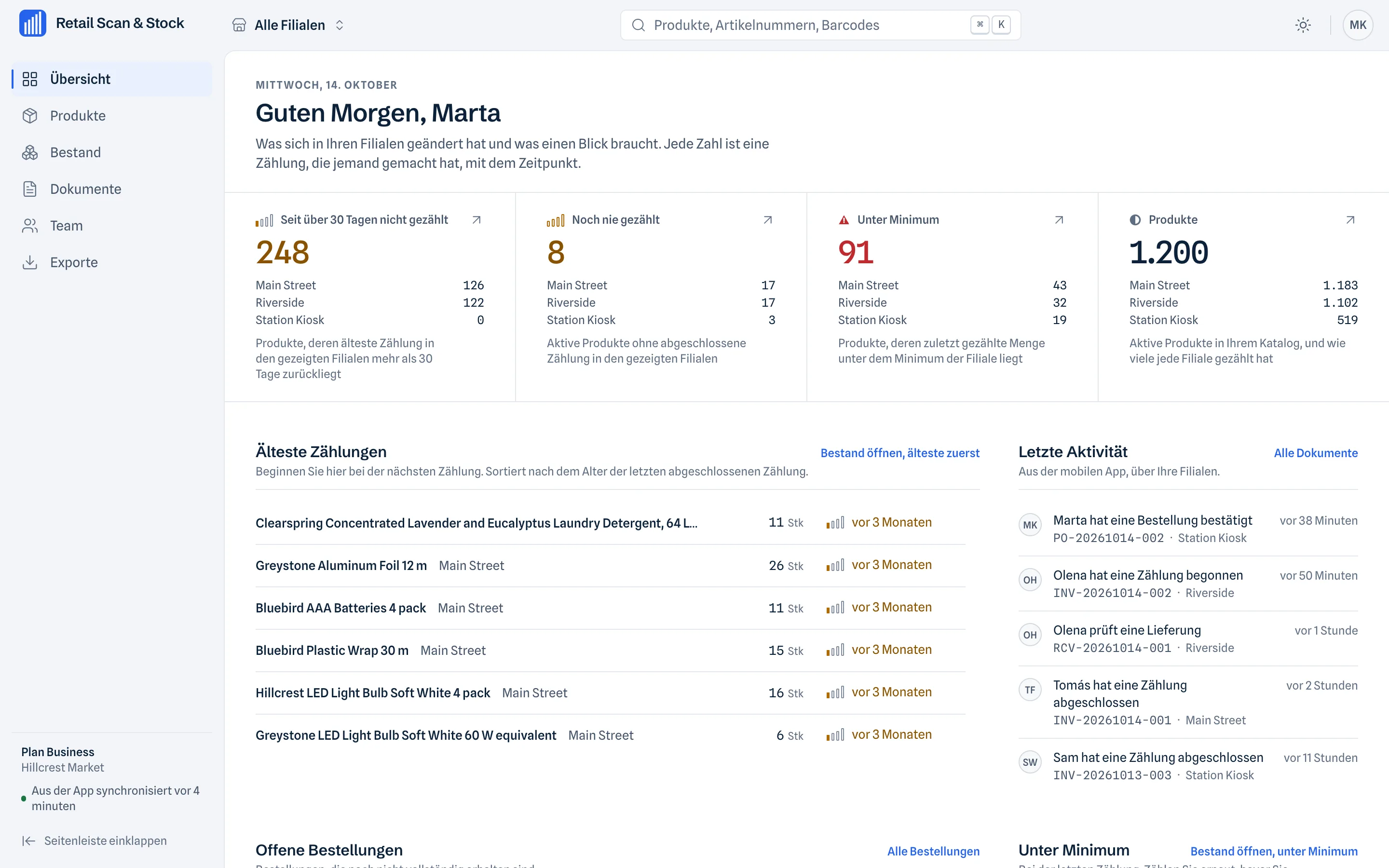 Ihr Geschäft auf einem größeren Bildschirm · Webbereich