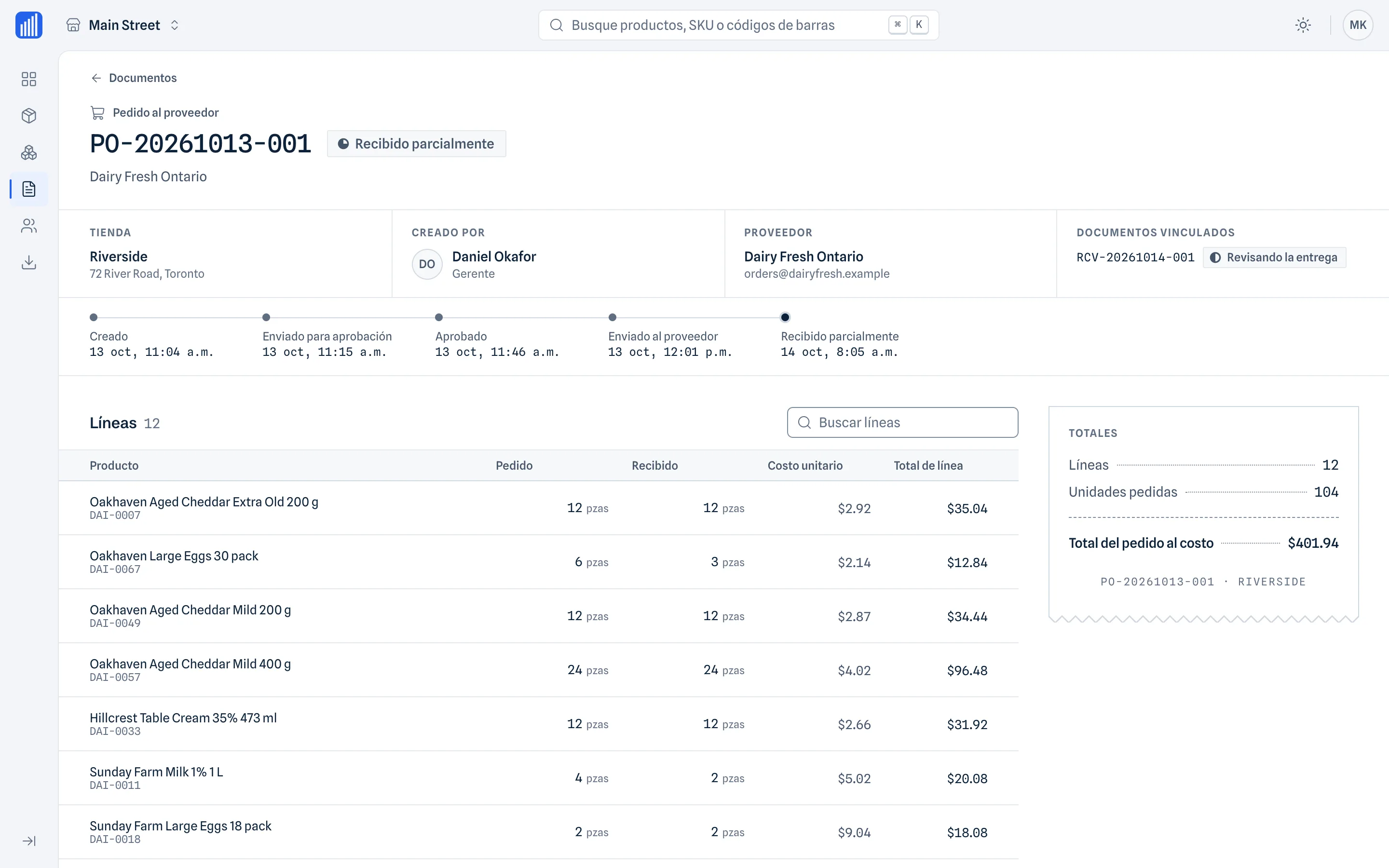 Documentos con sus detalles · Gabinete web