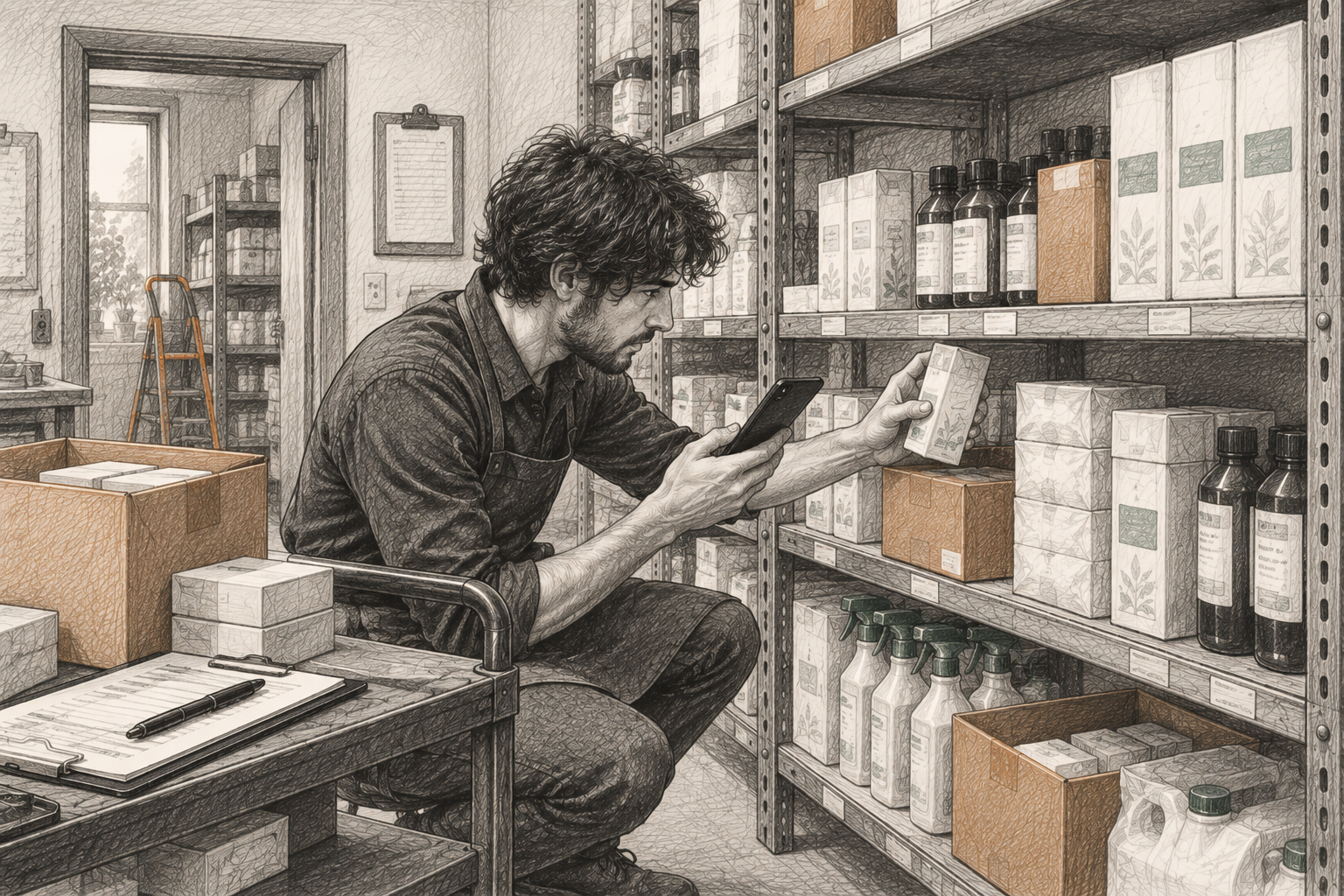 Employee recounting a disputed shelf after an inventory discrepancy