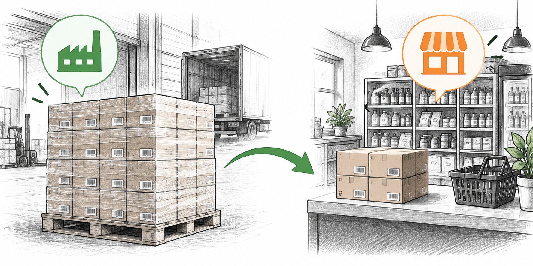 Supplier offering a full pallet while a small retail store needs only a smaller quantity of inventory